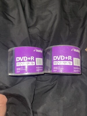 Imation DVD +R 50 Count 16x 2hr New Blank DVDs SEALED 2 Packs - Image 1 of 4