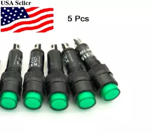 5Pc green 12V 8mm Indicator Light Lamp Bulb Pilot Dash Panel Car Truck Boat - Foto 1 di 2