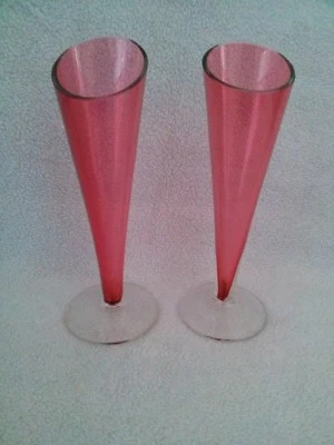 Vintage Ruby glass bud vases Excellent Condition - image 1 of 4