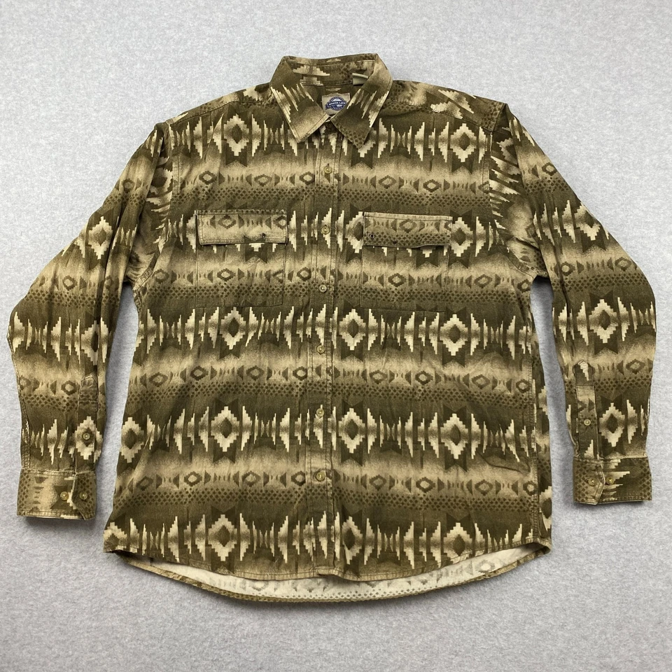 Camisa con botones Shaver Lake para hombre grande L marrón pana bolsillos aztecas occidentales Foto 1 de 4