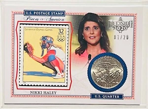 NIKKI HALEY 2020 #/d 01/20 DECISION PIECES STAMP/QUARTER CARD PRESIDENT ? - Picture 1 of 2