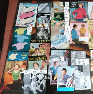Bundle Vintage Knitting Patterns 1940s 50s inc Bestway Emu Patons Robin Sirdar - Picture 1 of 3