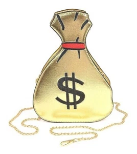 BOLSO DE DINERO DE ORO BRILLANTE SIDEKICK BOLSO DE MANO BOLSO BANDOLERA CON CADENA DORADA RETRO - Imagen 1 de 4
