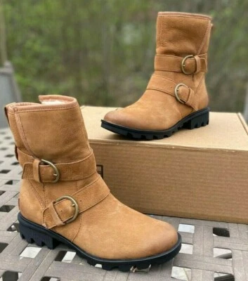SOREL PHOENIX MOTO COZY US 7.5 Women's Suede Combat/Moto Boot Outdoor Casual - Image 1 of 4