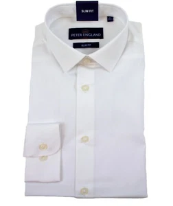 Peter England Mens Slim Fit Cotton Rich Plain Shirt - Picture 1 of 4