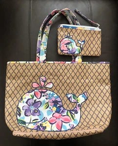 Vera Bradley Marian Floral Whale Beach Tote Bag & Wristlet Set EUC! - Picture 1 of 12