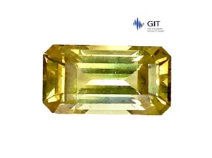 Piedras preciosas sueltas corte octágono crisoberilo amarillo de 2,77 quilates certificado GIT - Imagen 1 de 5