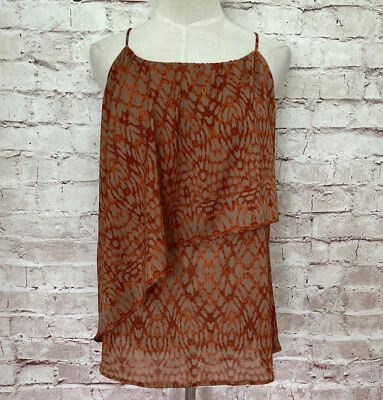 Blusa Top Collective Concepts Cami Marrón Cobre Boho Semi Transparente En Capas Talla S Foto 1 de 3