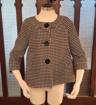 Chaqueta Columpio MAX STUDIO Blanco y Negro Gráfico Punto Manga 3/4, Forrada, Talla S Foto 1 de 4