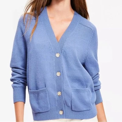 Loft || Cárdigan suéter tejido algodón púrpura lila kimono cuello en V grande para mujer Foto 1 de 4