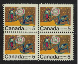 Canada Christmas 'Skiing' Central block of 4 RAR Def 1970 MNH Sc#522 SG#664 - Picture 1 of 1