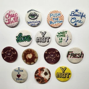 80's RANDOM HOME-MADE PINBACK BUTTONS LOT OF 14 QTY DETROIT RETRO 313 S#10a - Picture 1 of 16