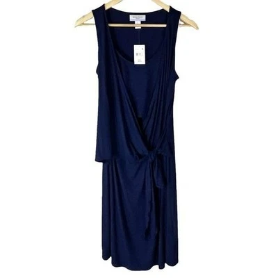 NWT Motherhood Maternity Sleeveless Navy Blue Wrap Dress S Minimalist Classic - Image 1 of 4