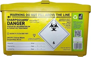 Sharpsguard Sharps Bin 1 Liter - gelbe Nadelbox, medizinischer Abfallbehälter Behälter - Bild 1 von 2