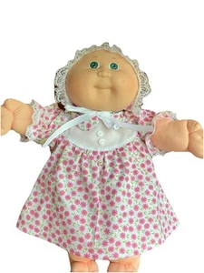 Handmade Cabbage Patch Preemie Dress With Bloomers And Bonnet fits 14' dolls - Picture 1 of 4
