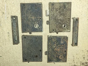 4 Vintage Eastlake Surface Mounted Door Locks - Picture 1 of 9