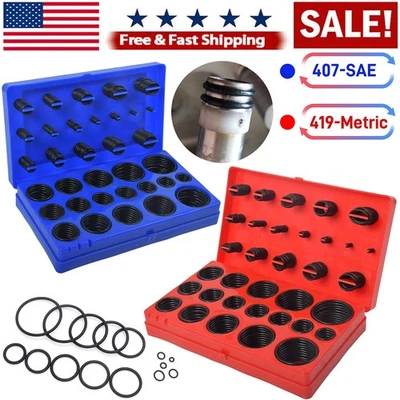 SAE Metric Rubber O-Ring Washer Assortment Kit Automotive Storage Case ORing Set - Image 1 of 4