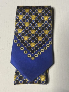 Gianni Versace Vintage Krawatte 90er blau gold geometrisch 100 % Seta Seide - Bild 1 von 5