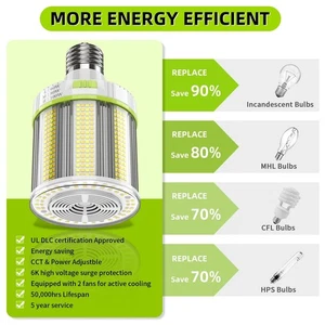 LED Corn Lights 100W/80W/60W 4.5/5/5.7K E39 Base for Warehouse High Bay Street - Picture 1 of 15