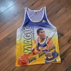 MAGIC JOHNSON Los Angeles LAKERS Basketball HOT STARTER Vintage Large Jersey - Picture 1 of 3
