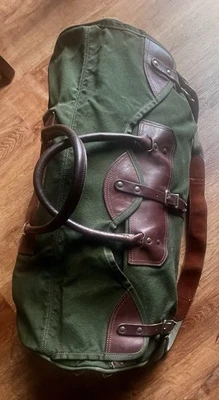 Bolso de Lona Britches De Colección Cuero Resistente y Lona Verde Accesorios de Latón Foto 1 de 4