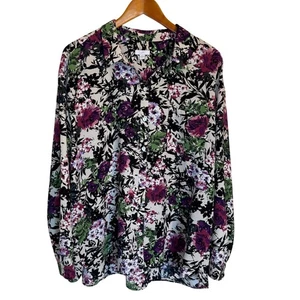J.Jill Shirt Women XL Purple All Over Floral Button Up Classic Office Workwear - Picture 1 of 9