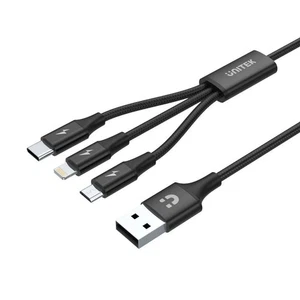 Cable USB a Micro USB, USB-C y Lightning Unitek C14049BK Negro 1,2 m - Foto 1 di 3