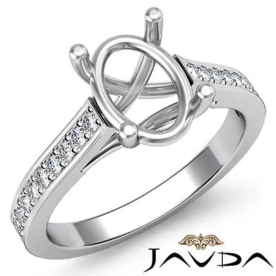 Oval Solitaire Style Diamond Engagement Ring Semi Mount 14k White Gold 0.30 Ctw - Image 1 of 4