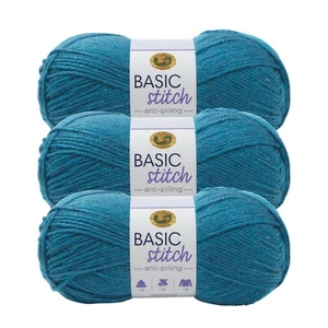 (3 Pack) Lion Brand Yarn 202-405K Basic Stitch AntiPilling Yarn,TurquoiseHeather - Picture 1 of 4
