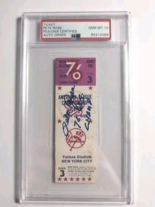 Pete Rose signed 1976 ALCS Ticket Inscribed 76 WS "World Series" Champs PSA 10 - Picture 1 of 3