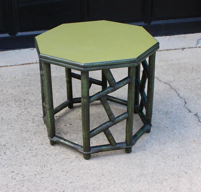 复古中世纪竹制中国风 Fretwork 侧桌好莱坞摄政 — 第 1/4 张图片