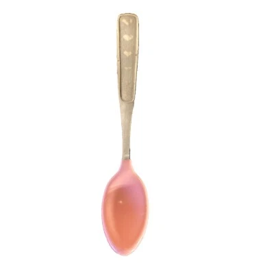 Vintage 1990's Baby Spoon With Hearts. 1996 Munchkin Inc Stainless With Pink - Image 1 of 4