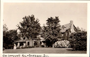 Govenor Lowden's Res. Oregon, ILLINOIS RPPC Real Photo POSTCARD VELOX stamp - Picture 1 of 2