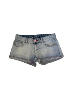 Roxy Denim Jean Shorts Blue Distressed Womens Size 3 27” Waist GUC Cute! - Picture 1 of 8