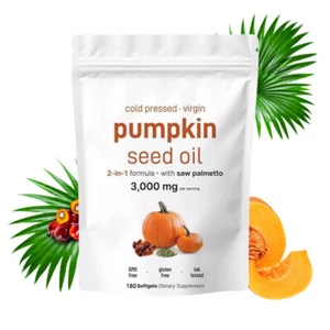 Pumpkin Seed Oil Saw Palmetto 3000 mg Per Serving -Bladder & Prostate Health - Picture 1 of 16