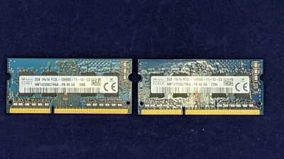 2 PCS Hynix PC3-12800 2GB Laptop RAM Memory. 4GB total (2 x 2GB) - Image 1 of 2