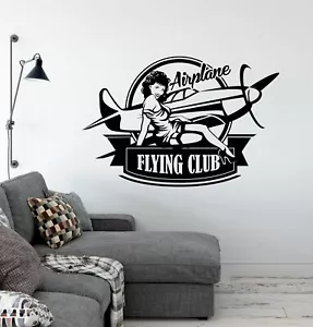 Calcomanía de pared de vinilo para avión club de vuelo vintage sexy lo último retro para niña 4399ig - Imagen 1 de 3
