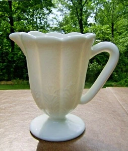 HTF ATTERBURY & CO. c. 1878 antica brocca in vetro bianco latte - FELCE PANNELLIZZATA - Foto 1 di 7