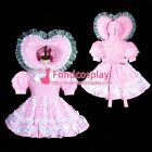 Sissy maid pink thin PVC dress lockable Unisex heart hood [GB3
