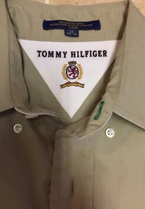 Tommy Hilfiger Men's Classic Size 16 34-35 Oxford Tan Button Down Dress Shirt - Picture 1 of 4