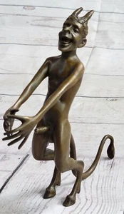 Edición Coleccionista Firmado Sátiro Fauno Diablo Diabólico Bronce Escultura Figura Desnudo - Imagen 1 de 10