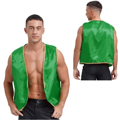 EE. UU. Hombres Príncipe Árabe Baile Callejero Disfraz Satén Chaleco Top Chaleco Caballero Fiesta Foto 1 de 4