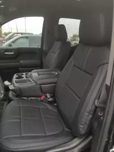Clazzio Genuine Leather Black Front Seat Covers for 2019-2025 GMC Sierra - Picture 1 of 1
