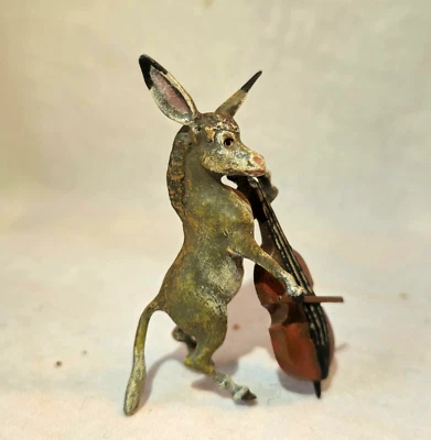 Figura de bronce Vienna protegida miniatura burro orquesta violonchelo #2 Foto 1 de 4