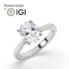IGI, F/VS1, 3CT Solitaire Lab-Grown Oval Diamond Engagement Ring, 18K White Gold