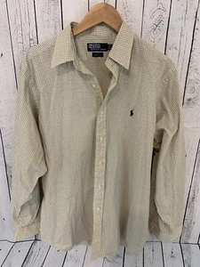 POLO RALPH LAUREN Andrew Plaid Dress Shirt Men's 16 1/2 35 Yellow Blue - Picture 1 of 6