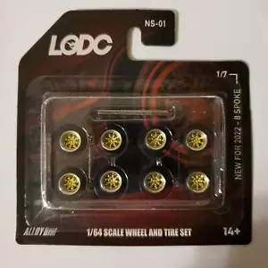 LODC Series 2 10 mm Ruote 8 razze NS-02 1/7 Cerchio cromato con inserto oro 1:64 - Foto 1 di 3