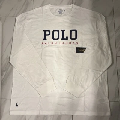 Polo Ralph Lauren Men's Classic Fit Long Sleeve T-Shirt White Navy Blue Red XL - Image 1 of 3