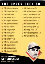 1994 Upper Deck All-Time Heroes #107 Checklist Reggie Jackson