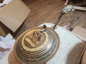 Vintage Greek HandMade Copper Brass Crumb or Ash Catcher Footed Lidded Some Wear - Picture 1 of 6
